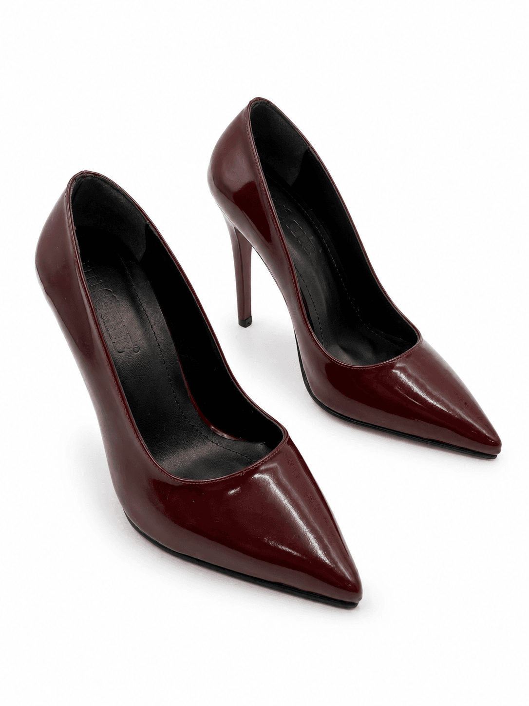 Bordo Rugan Sivri Burun Kadın Stiletto Topuklu Ayakkabı