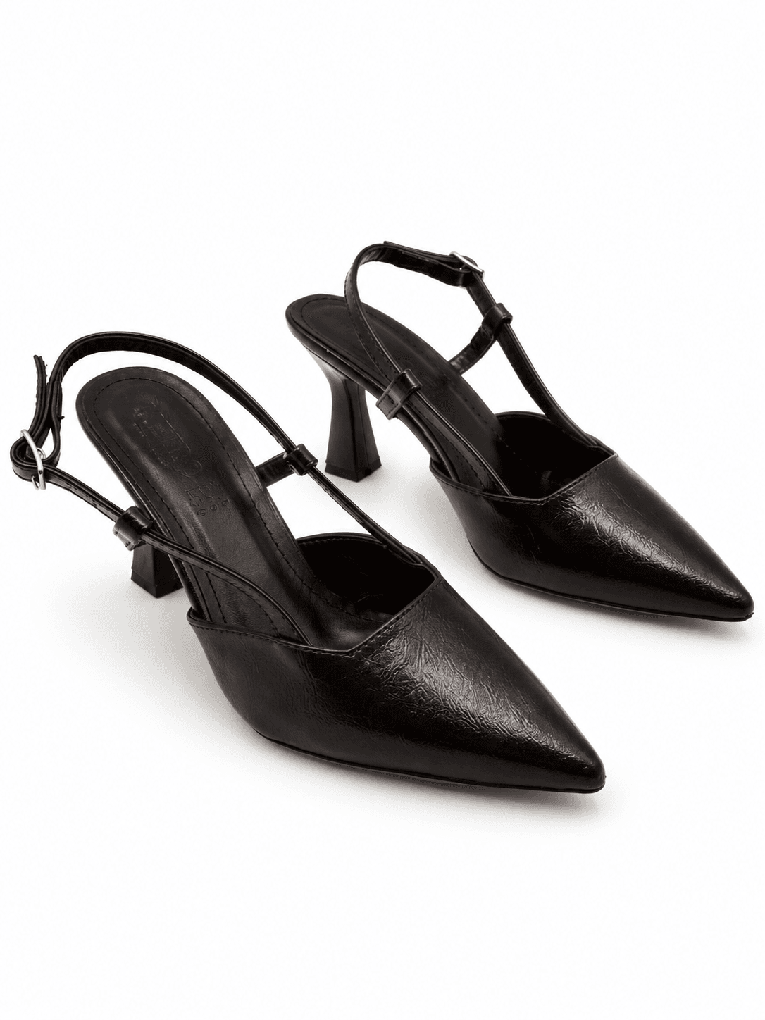 Kadın Kahverengi Rugan Bant Detaylı Slingback Topuklu Ayakkabı